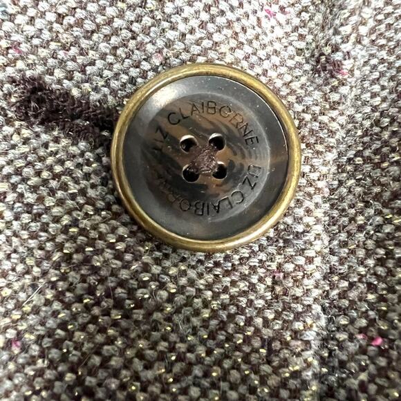 Liz Claiborne Blazer Jacket Brown Elbow Patch Wool Blend Women's S Dark Academia - Picture 7 of 16